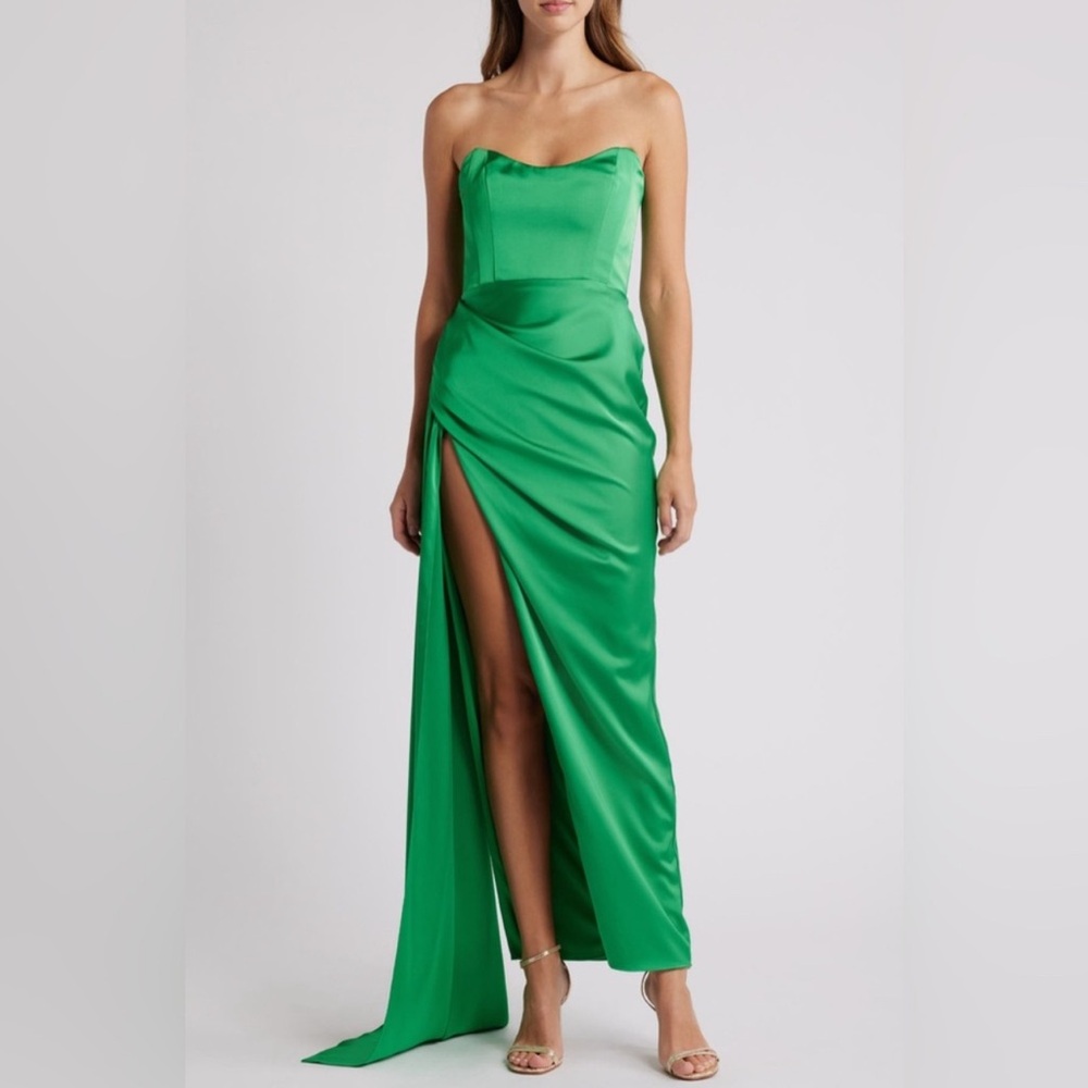 Katie May Bita Strapless Satin Gown